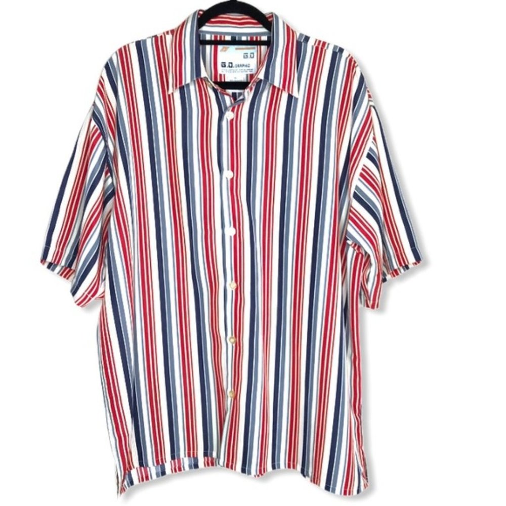 G.O. GRAPHIC Striped Button Down Casual Shirt XL